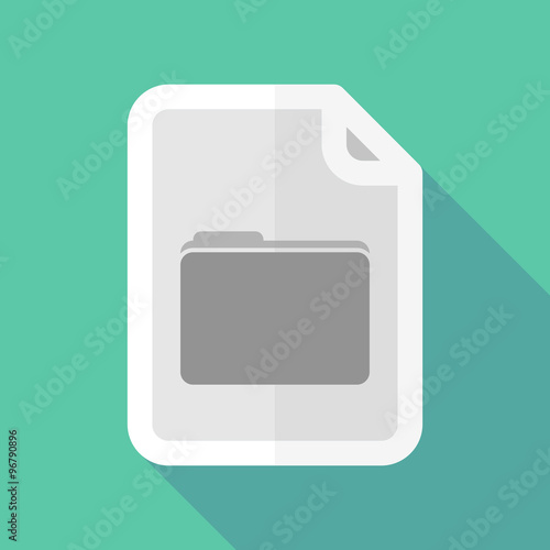 Long shadow document vector icon with a folder