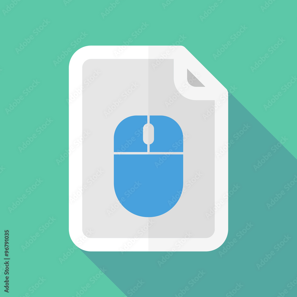 Long shadow document vector icon with a wireless mouse Long shadow document vector icon with a wireless mouse