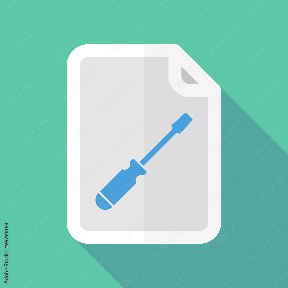 Long shadow document vector icon with a screwdriver Long shadow document vector icon with a screwdriver
