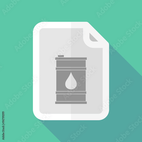 Long shadow document vector icon with a barrel of oil