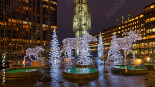 Canvas Print Christmas moose made of light