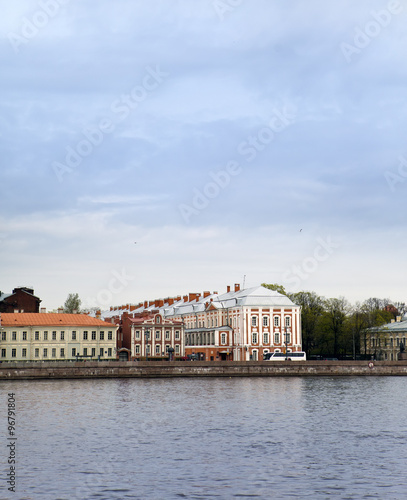 Russia. St. Petersburg. A building of the State University (building of Twelve boards) on Neva Embankment....
