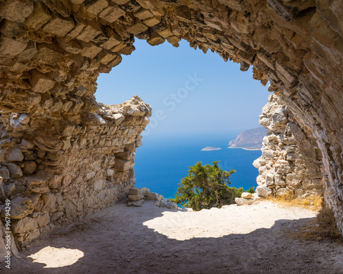 Fototapeta Naklejka Na Ścianę i Meble -  Monolithos Castle Ruins Rhodes Greece Europe