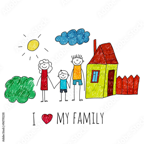 Vector image I love my family