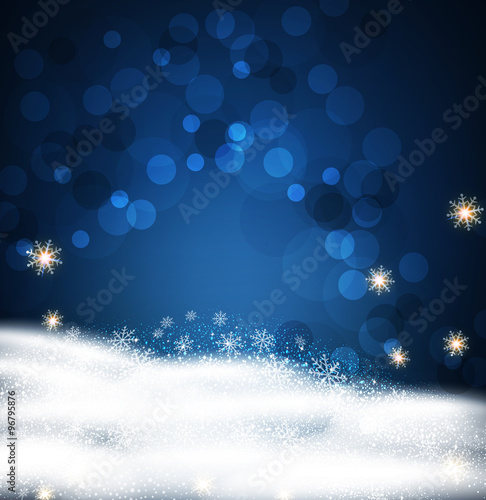Vector festive background for Christmas and New Year with snowfl