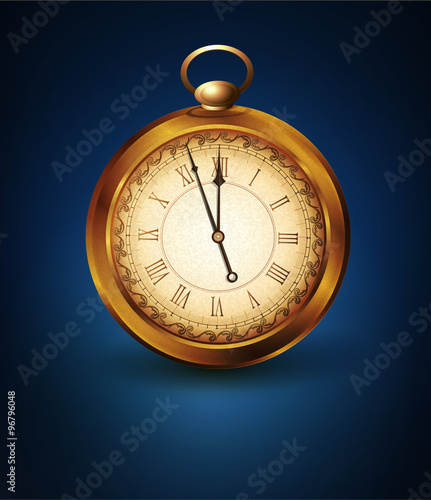 vector vintage pocket watch on a blue background