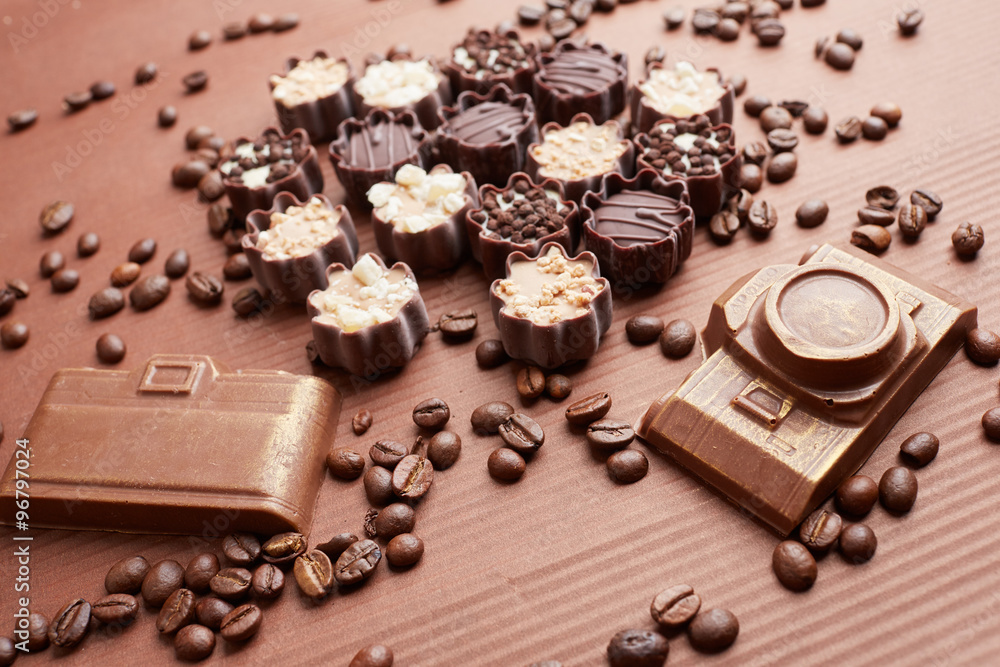 chocolate candies and coffee beans chocolate candies and coffee beans
