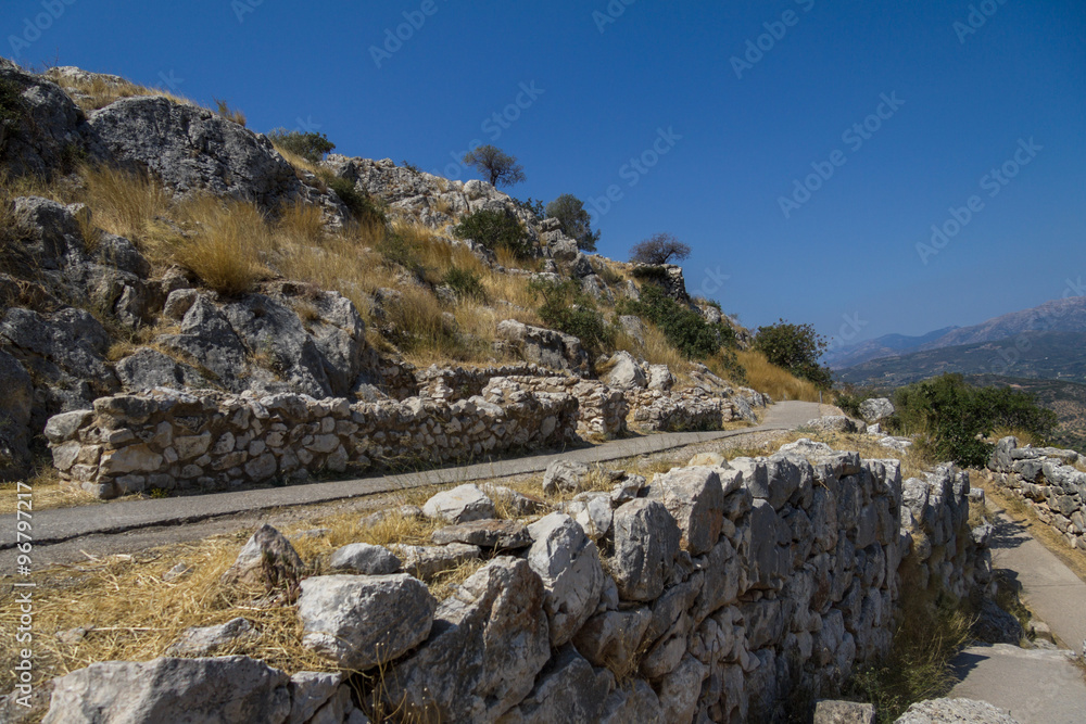 Way on Archeological site Mycenae in Greece