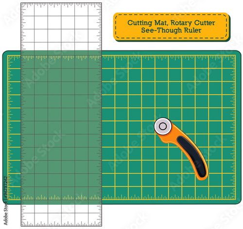 Green Self-healing Cutting Mat, Rotary Blade Cutter, See-Through Ruler for do it yourself sewing, tailoring, quilting, patchwork, applique, tailoring, arts and crafts projects. 