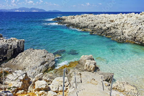 Blue waters  of Alaties Beach, Kefalonia, Ionian islands, Greece photo