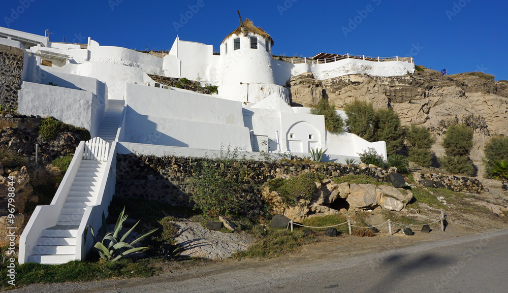 Naklejka premium traditional greece village vlichada on santorini
