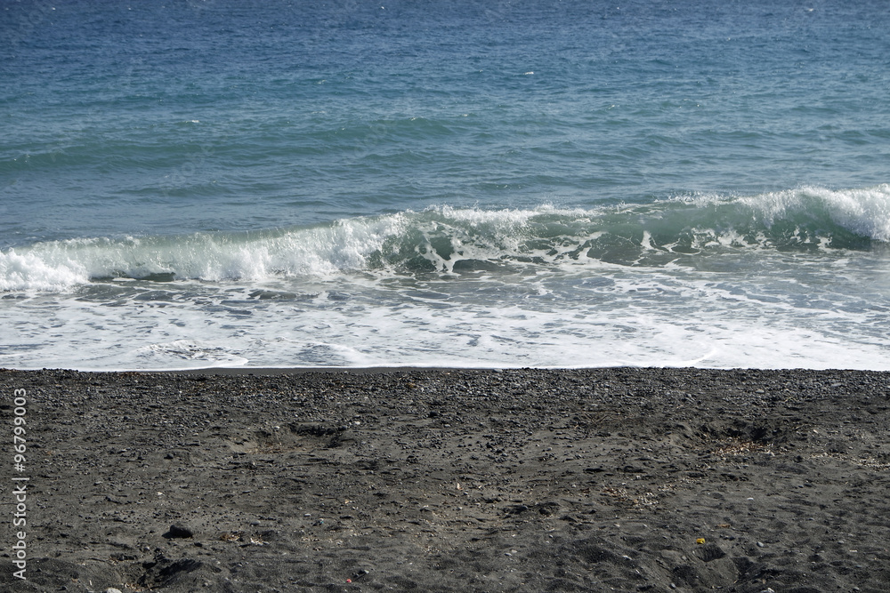 volcanic beach in kamari on santorini siland volcanic beach in kamari on santorini siland