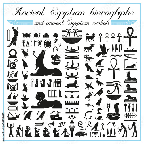 Ancient Egyptian hieroglyphs and symbols