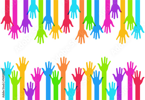 Vector modern colorful hands background.