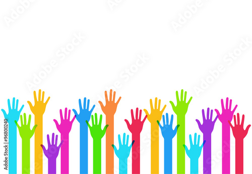 Vector modern colorful hands background.