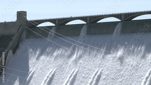 Close up view of the spillway on the Grand Coulee hydroelectric dam in Washington, USA