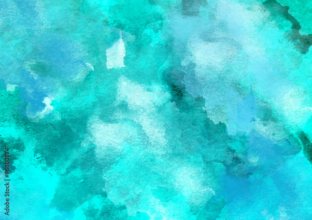 Blue Sea Colorful Watercolor Background.