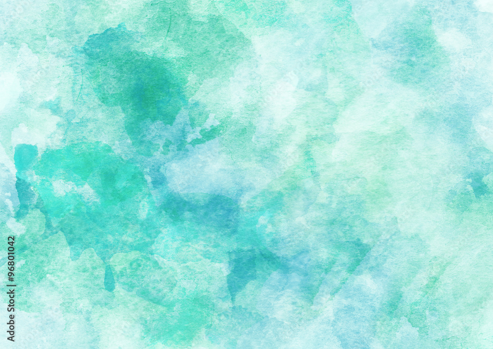 Blue and Green Sea Colorful Watercolor Background.