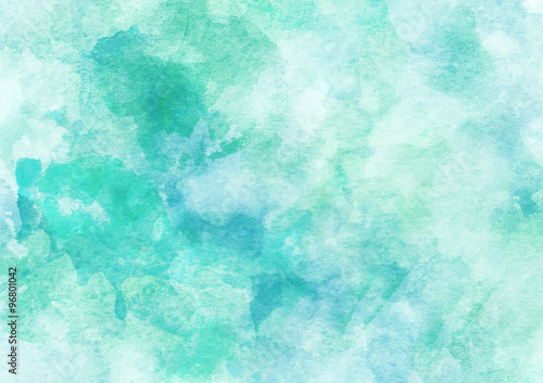 Obraz na płótnie Niebieskie i zielone morze kolorowe tło akwarela.