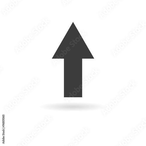 Dark grey icon for arrow pointing up (upload) on white backgroun
