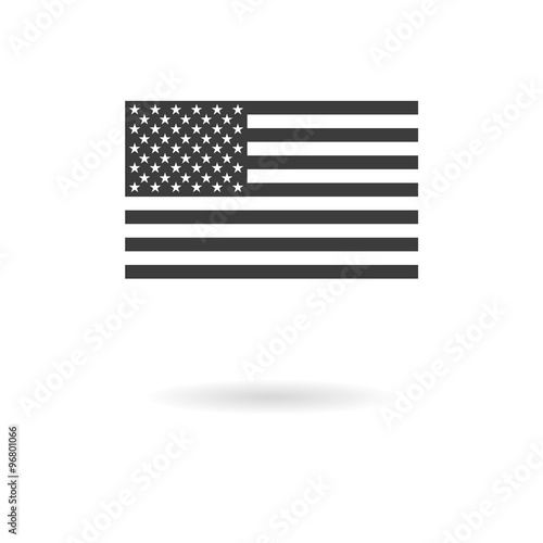 Dark grey icon for greyscale USA flag (official proportions) on