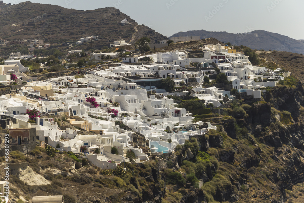 Villages on crater rim, Santorini, Greece
