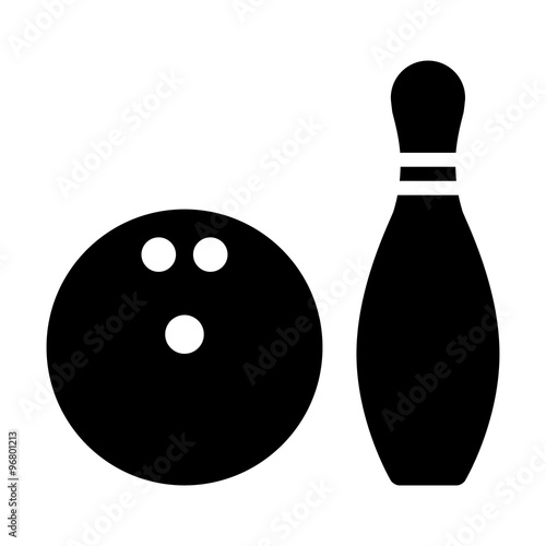 Bowling ball and pin flat icon for apps and websites