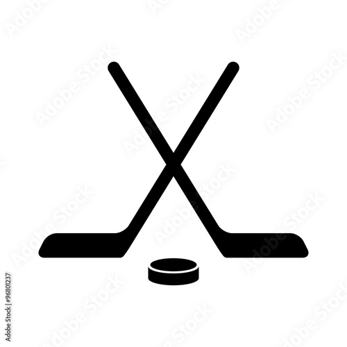 Hockey stick with puck flat icon for apps and websites