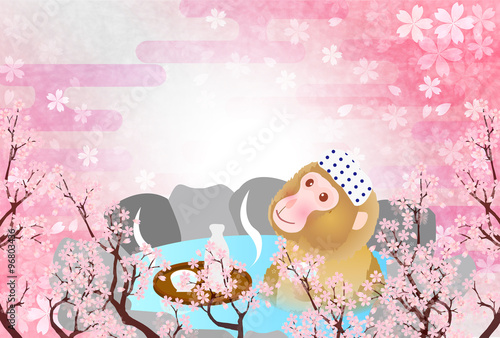 申　桜　温泉　年賀状