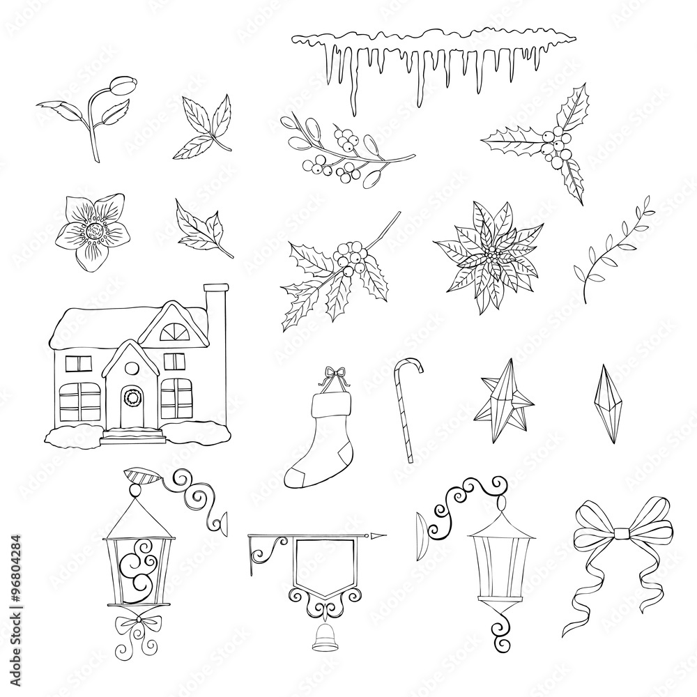 Fototapeta premium Christmas decoration set