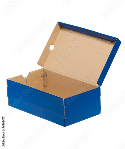 Open shoe box isolated on white.