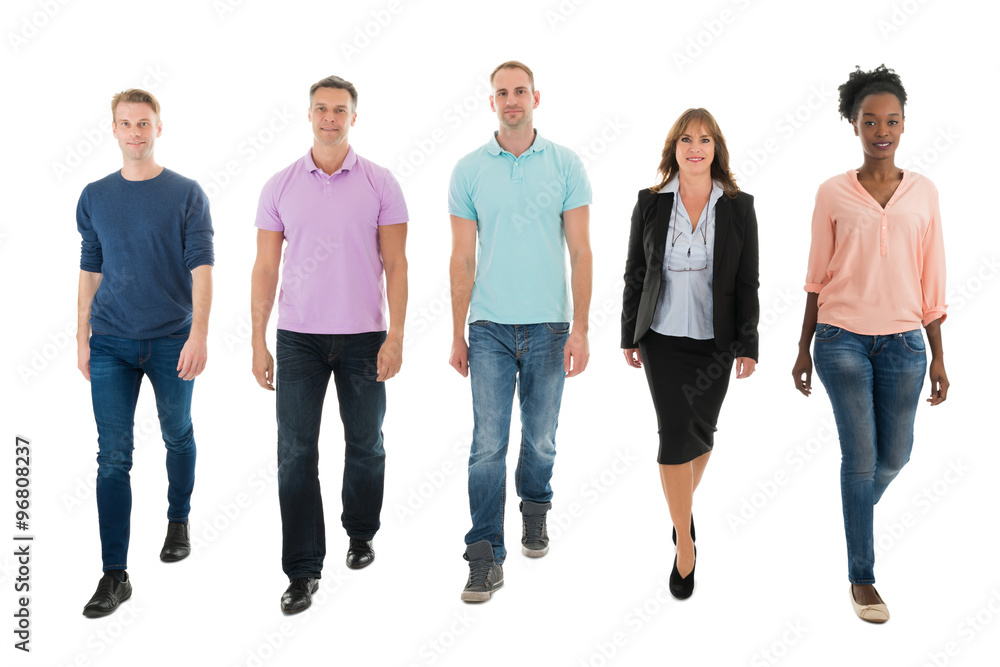 Creative Business People Walking With Manager Creative Business People Walking With Manager