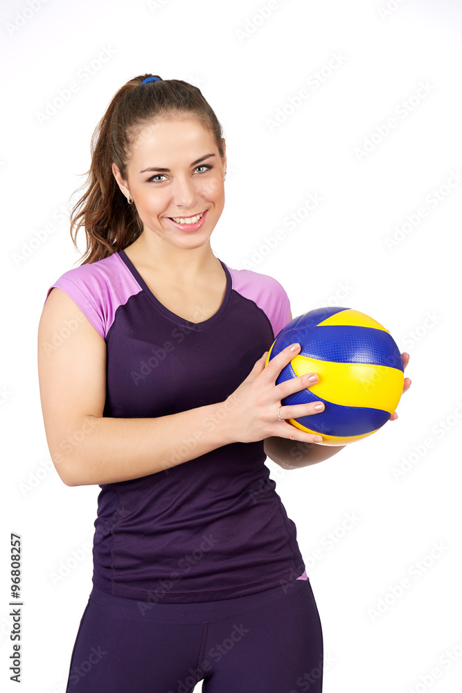 young fit volleyball player. Isolated on white in studio young fit volleyball player. Isolated on white in studio