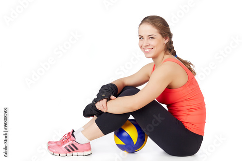 young fit volleyball player. Isolated on white in studio