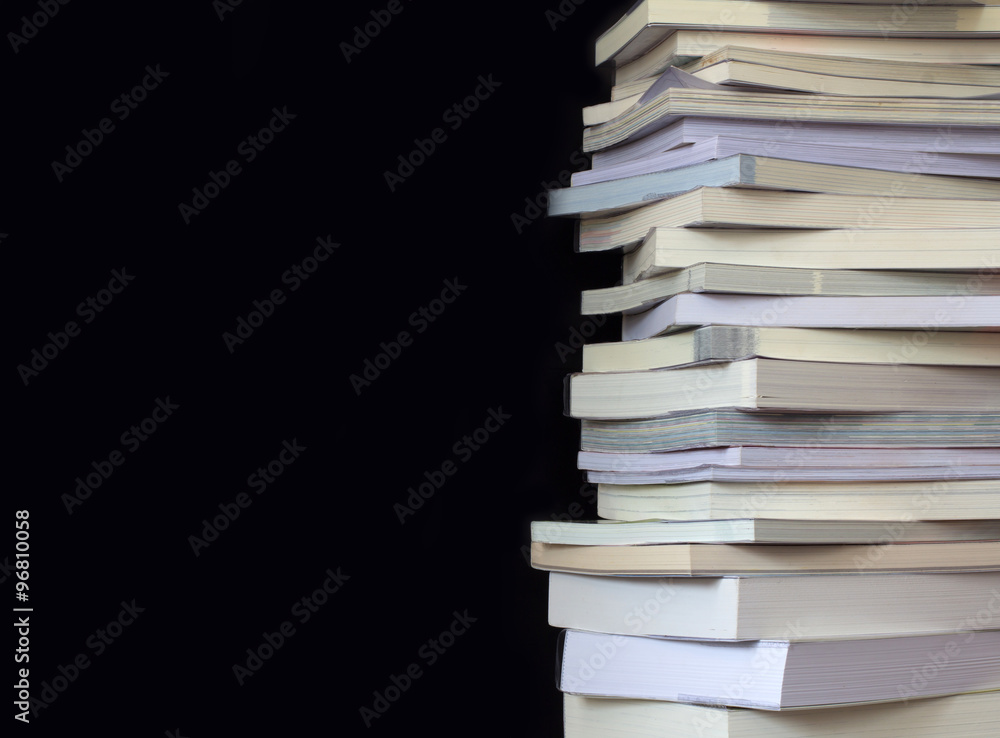 Close up book stacked with black background Close up book stacked with black background