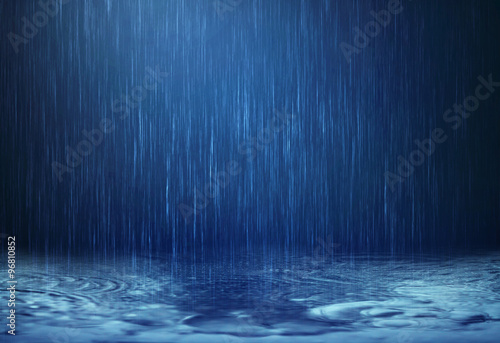Obraz na płótnie rain water drop falling to the floor in rainy season