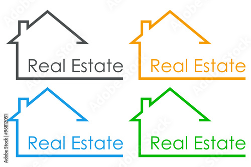 Icono plano Real Estate en varios colores #1