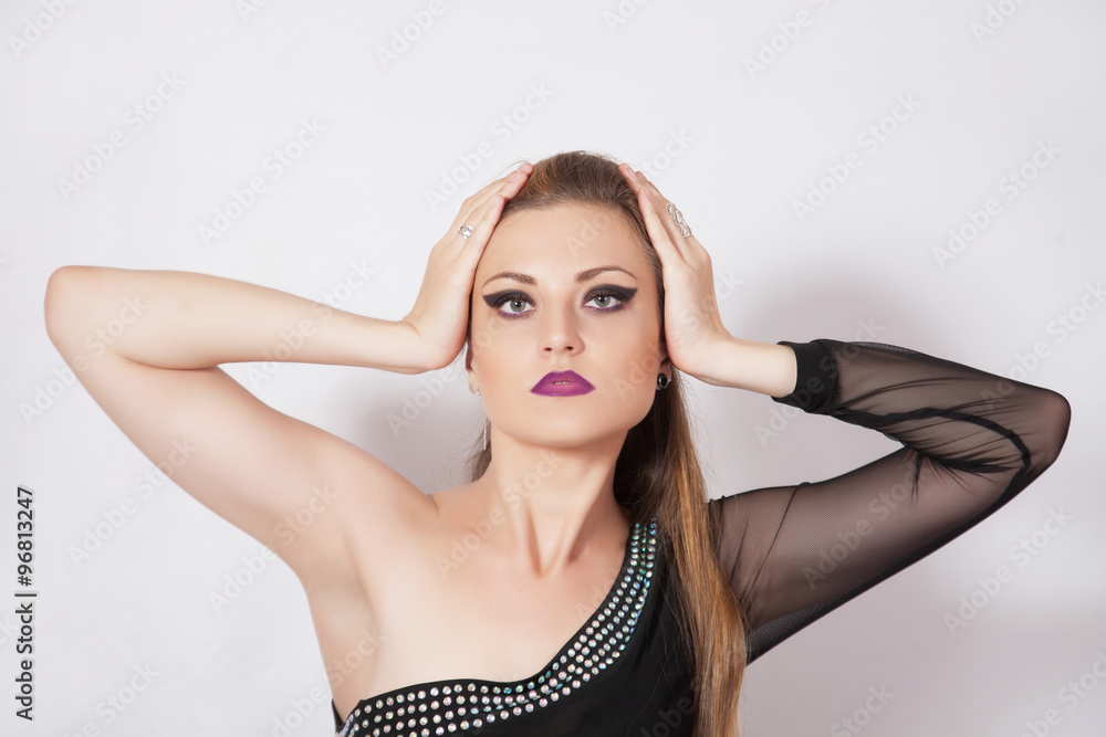 Beautiful woman with dark make-up Beautiful woman with dark make-up
