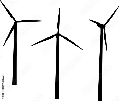 three wind generators isolated on white