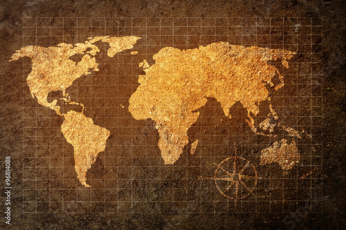 Fototapeta Naklejka Na Ścianę i Meble -  world map on grunge background