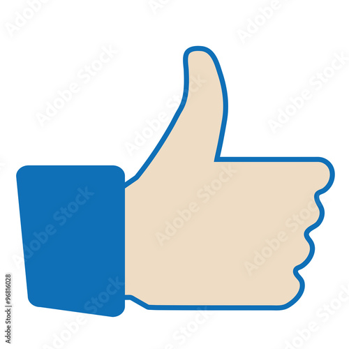 Like Hand with thumb up in blue, caucasian hand