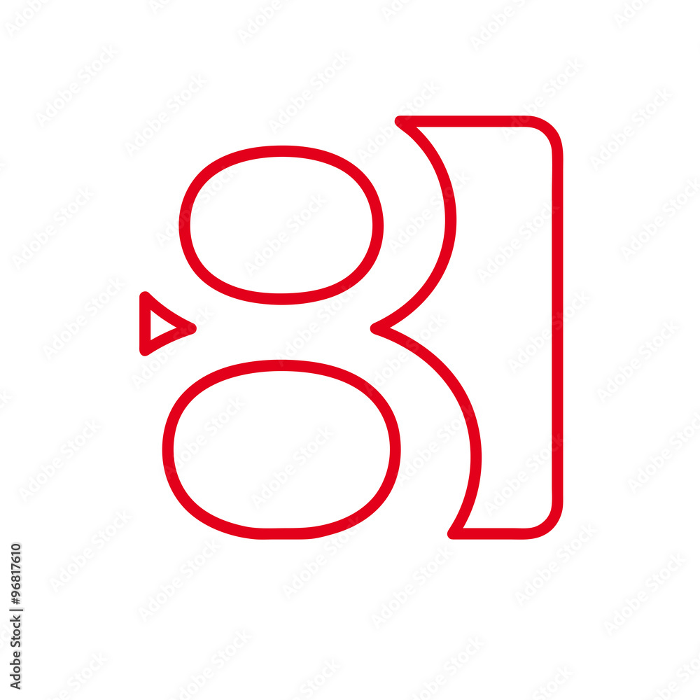 Vector number 8. Sign made with red line Vector number 8. Sign made with red line