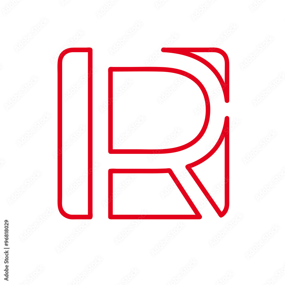 Vector initial letter R. Sign made with red line Vector initial letter R. Sign made with red line