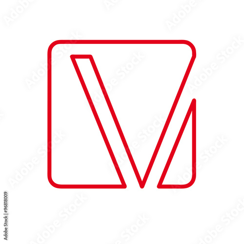 Vector initial letter V. Sign made with red line Free Download Vector initial letter V. Sign made with red line - GFXLoad