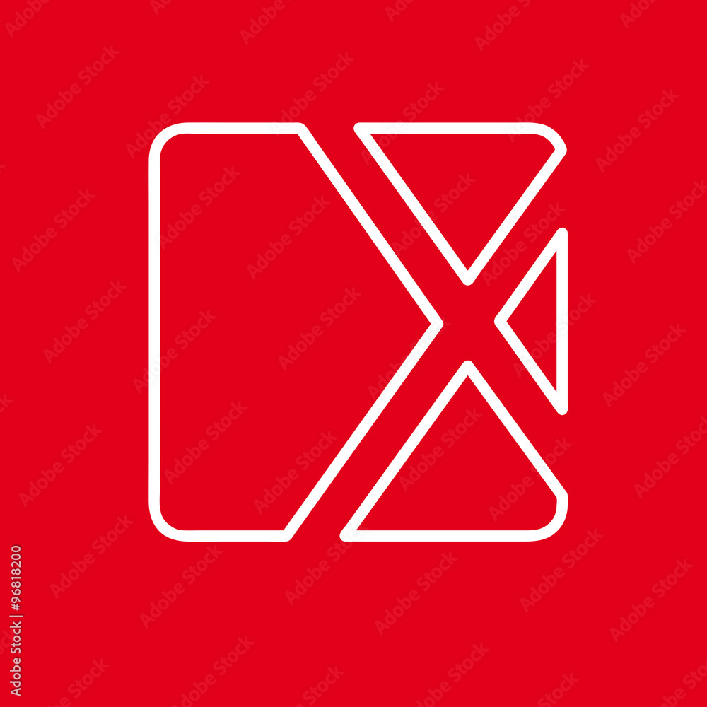 Vector initial letter X. Sign made with red line Vector initial letter X. Sign made with red line