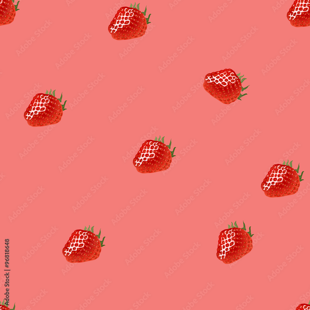Seamless pattern with strawberry