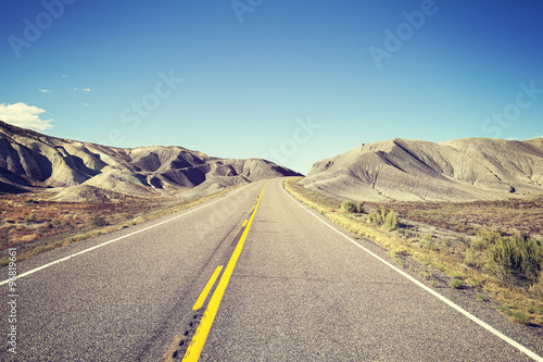 Vintage toned endless country highway, USA