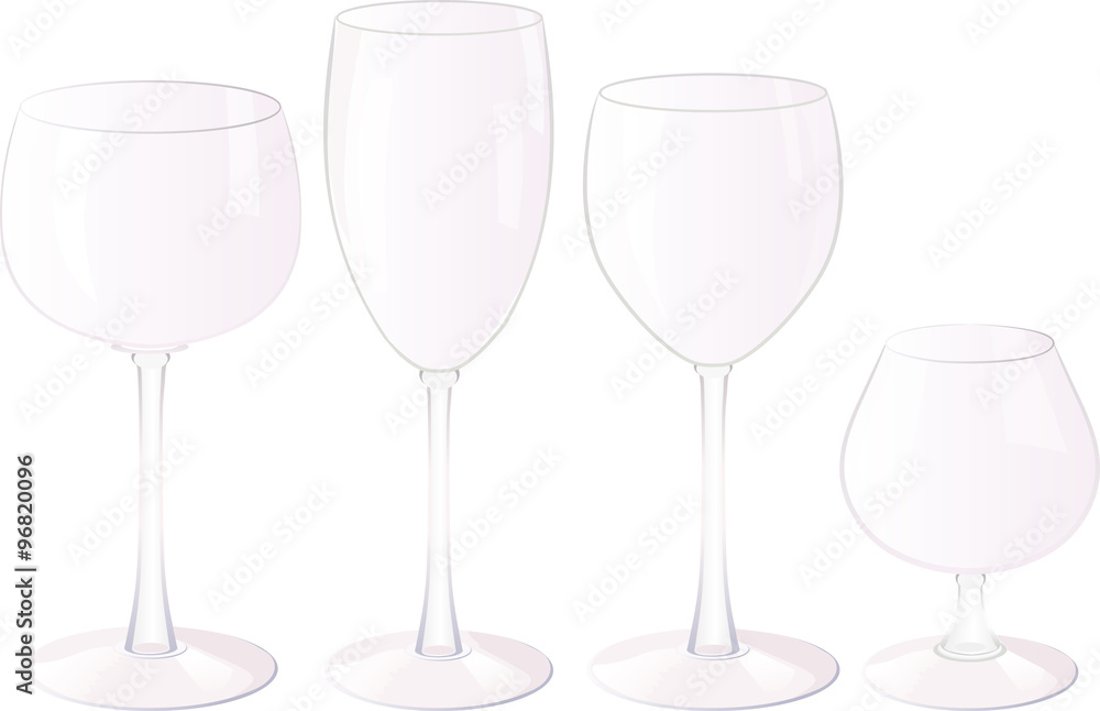 Vector set of empty glasses. Vector set of empty glasses.