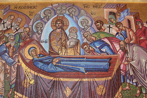 Kykkos Monastery in Cyprus icon: The Dormition of the Mother of God.
 photo