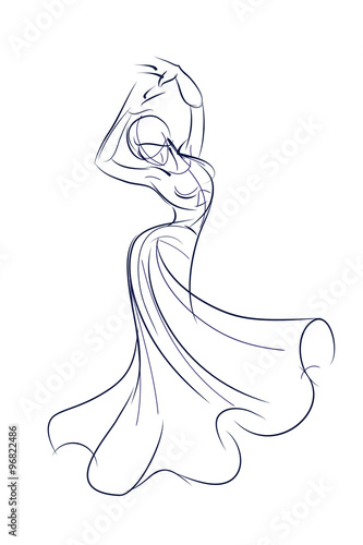 ink sketch gesture drawing of dancer